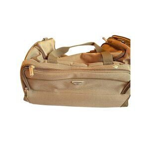 Dockers Beige Rolling Duffel Bag With Telescopic Handle & Multiple Compartments